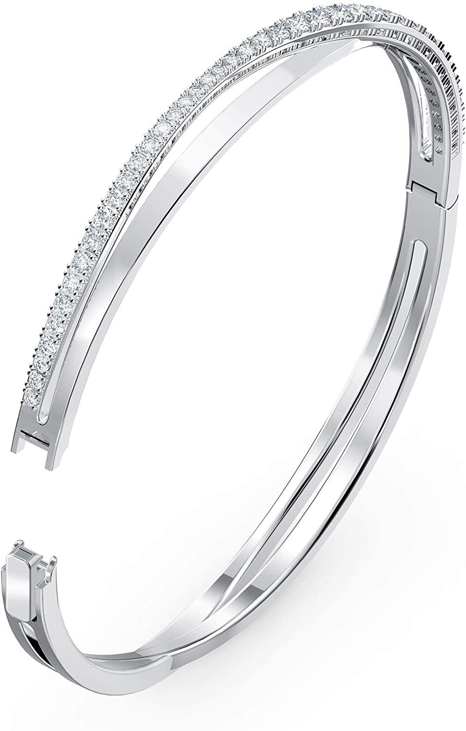 SWAROVSKI Women's Twist Rows Bracelet Collection, Rhodium Finish, Clear Crystals - JOY2ESpree