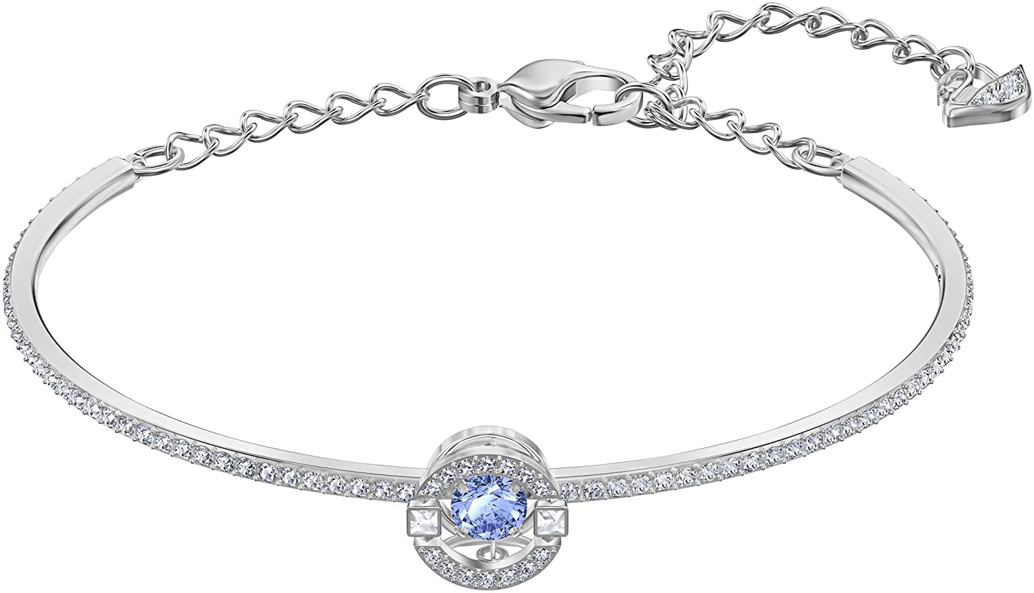 SWAROVSKI Women's Sparkling Dance Round Jewelry Collection, Rhodium Finish, Blue Crystals, Clear Crystals - JOY2ESpree