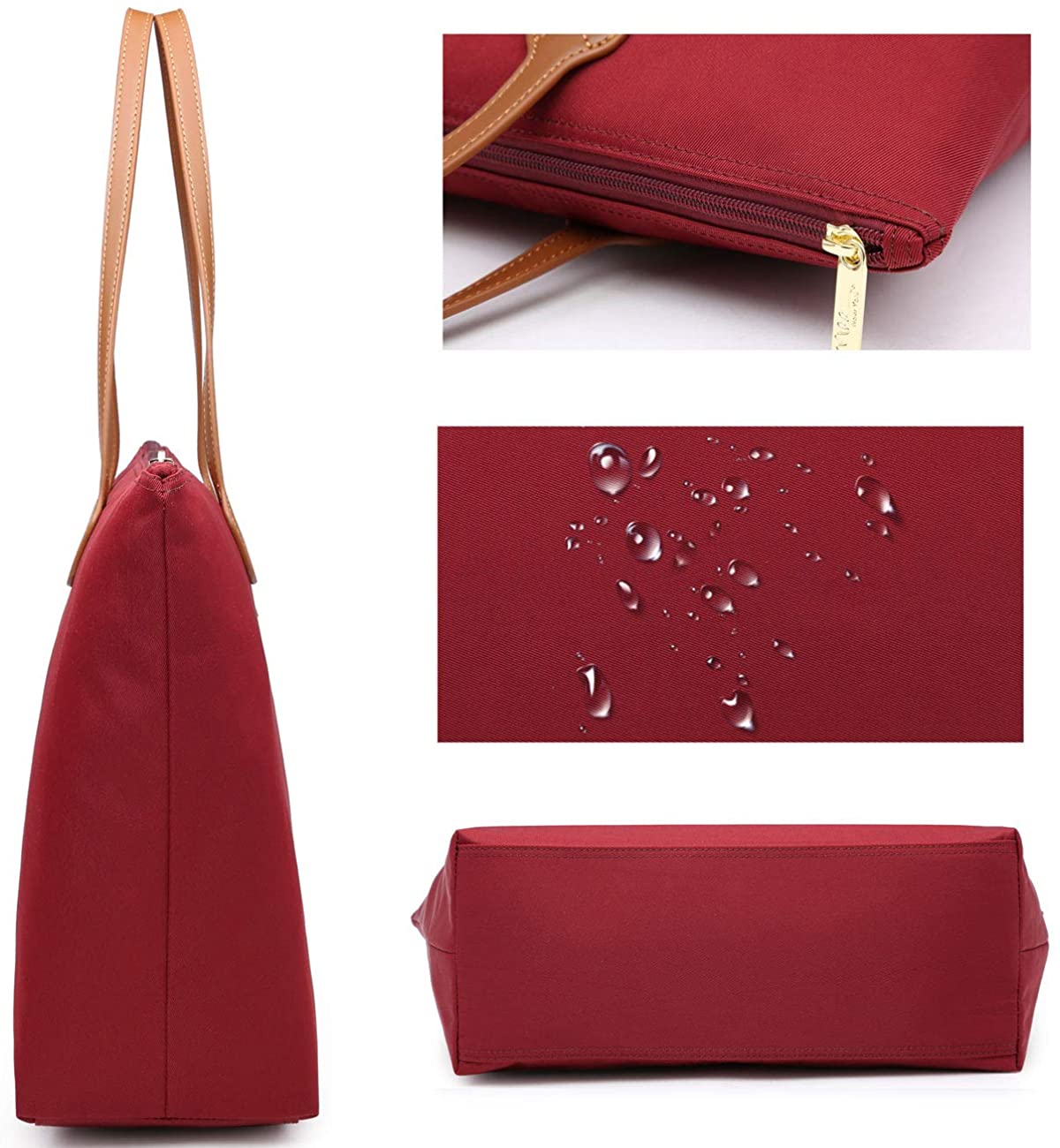 NNEE Water Resistant Light Weight Nylon Tote Bag Handbag