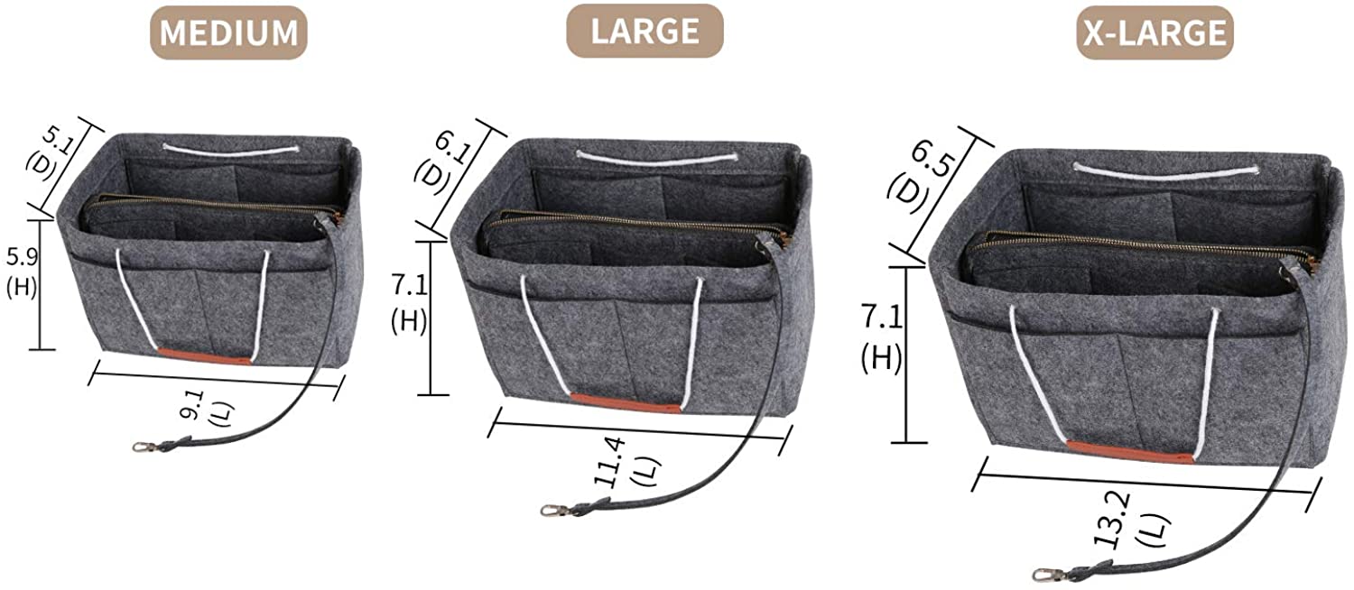 Purse Bag Organizer Insert with Lots of Different Size Spaces Divider Shaper for Speedy Shoulder Hobo Bag Keep Stuff Organized