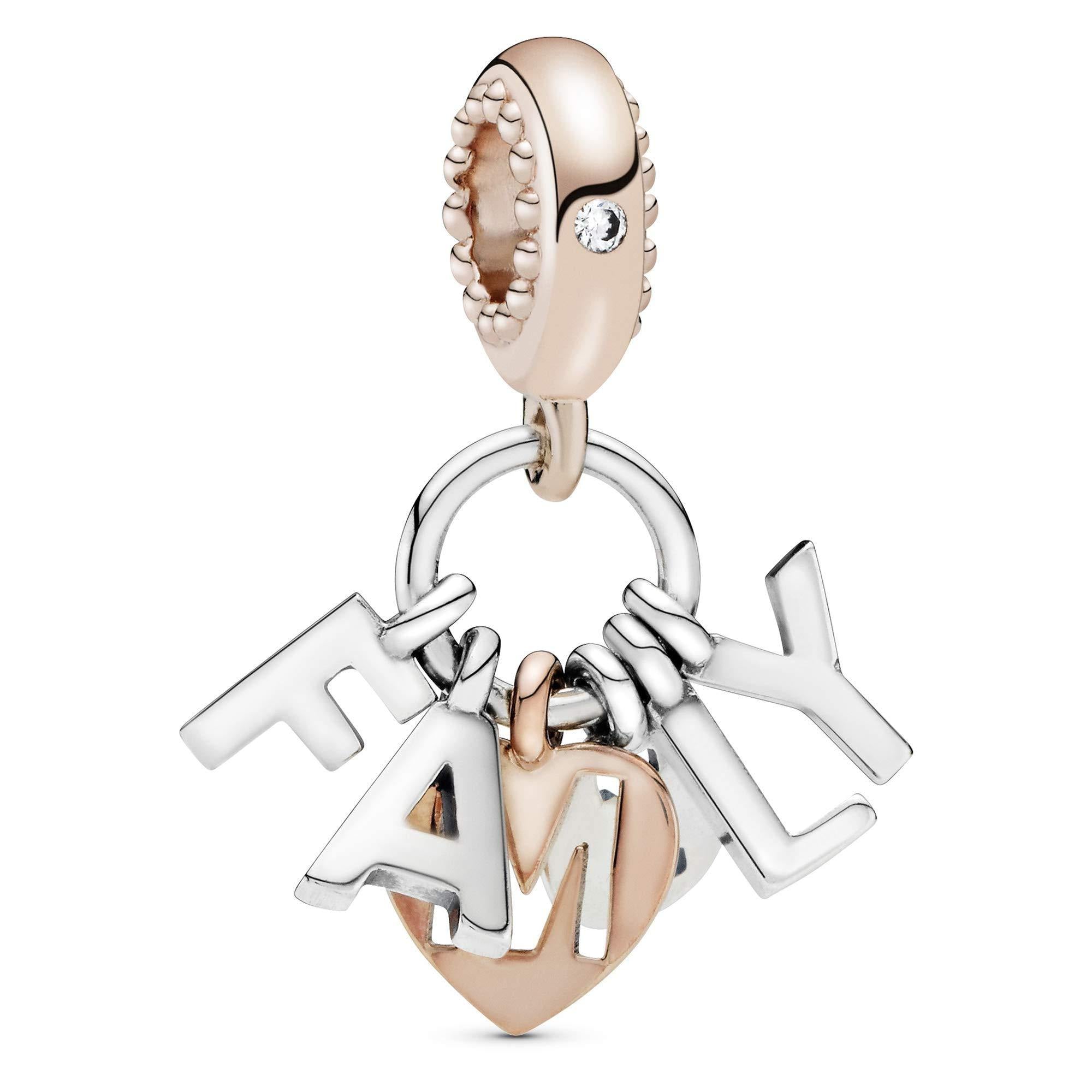 Pandora Jewelry Family Letters Dangle Cubic Zirconia Charm in Pandora Rose and Sterling Silver - JOY2ESpree