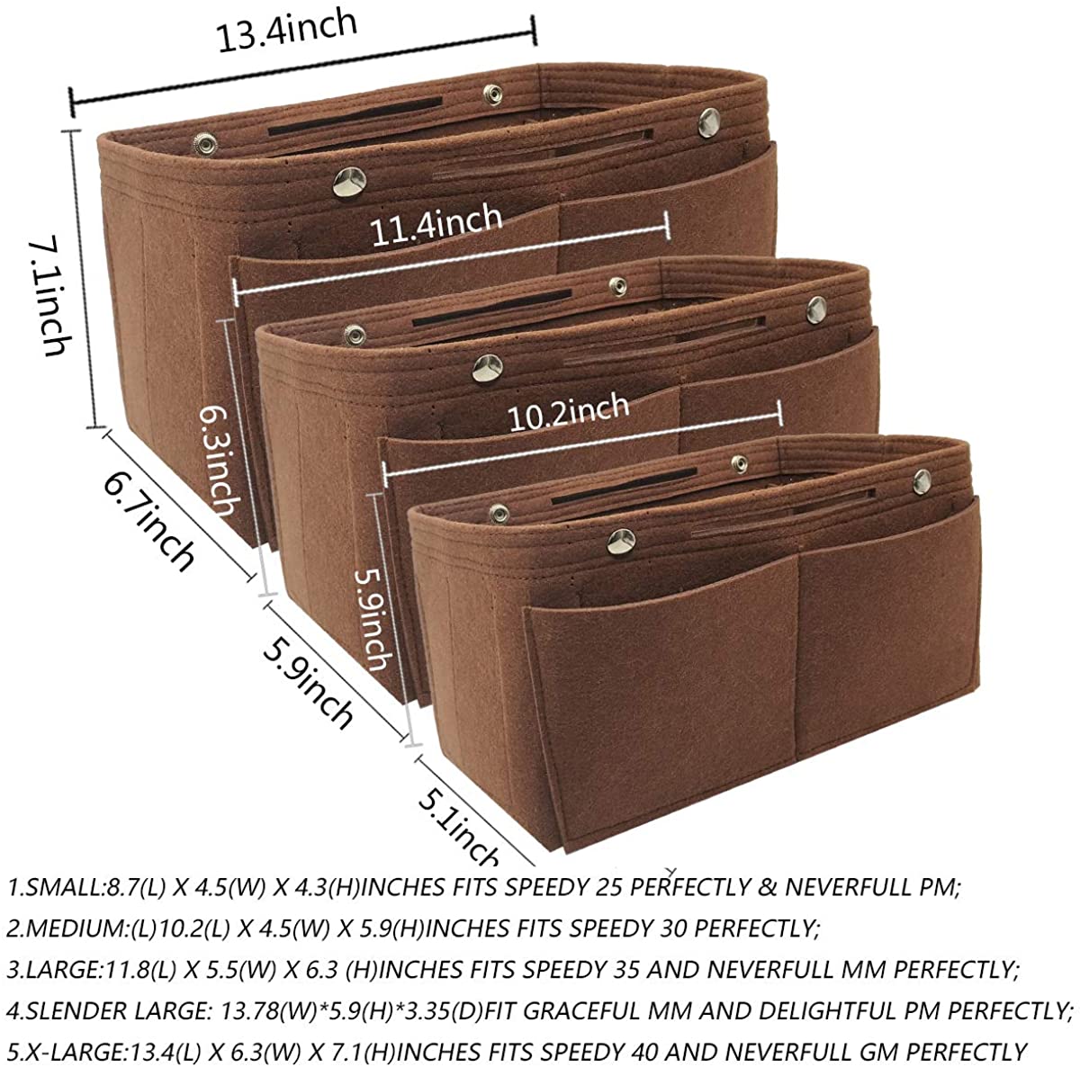 Felt Purse Organizer Insert Bag organizer Multi Pocket Bag in Bag Organizer Shaper
