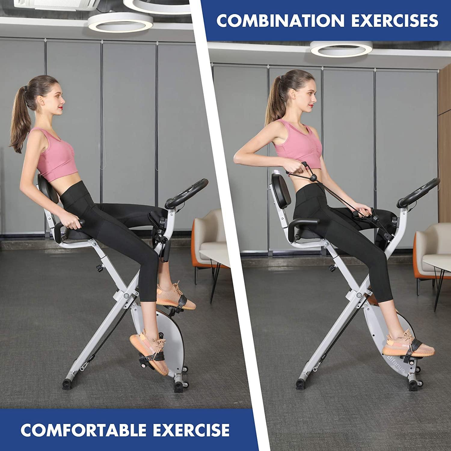 Exercise Bike Stationary Bike Foldable Magnetic Upright Recumbent Portable Fitness Cycle - JOY2ESpree