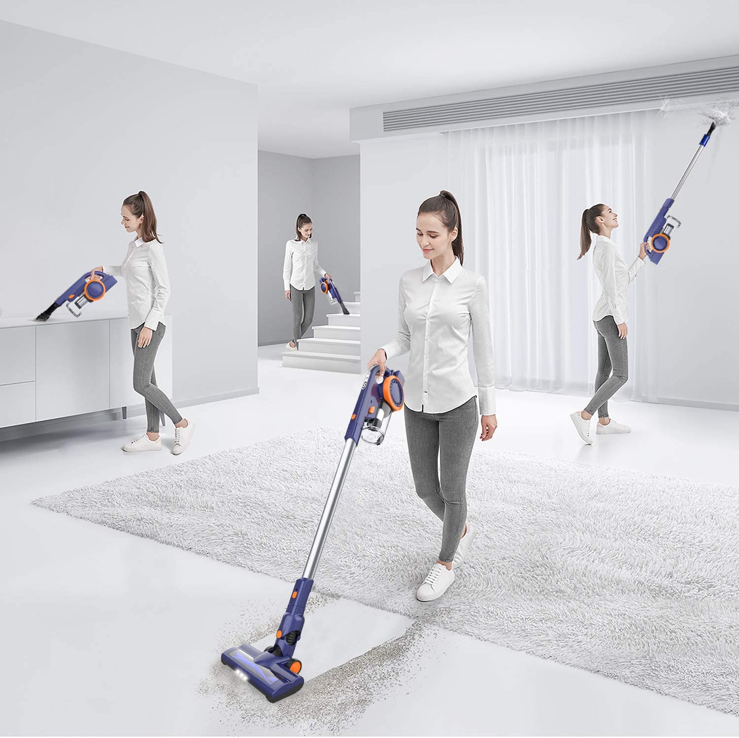 ORFELD Cordless Vacuum, 18000pa Stick Vacuum 4 in 1, Up to 50 Minutes Runtime, with Dual Digital Motor for Deep Clean Whole House - JOY2ESpree