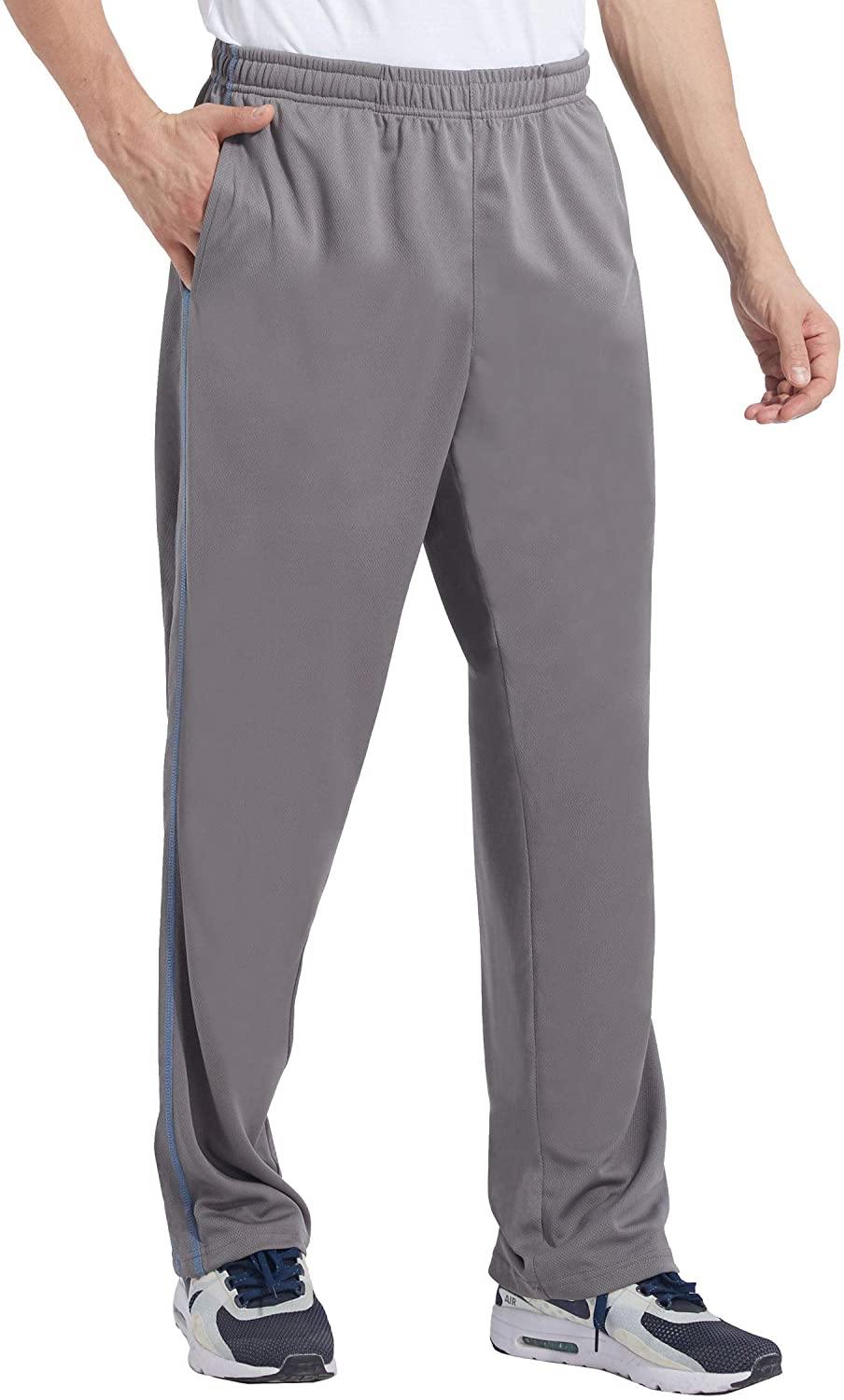 Duuluup Mens Jogger Sweatpants with Pockets Open Bottom Elastic Waist Workout Pants for Training Track Running - JOY2ESpree
