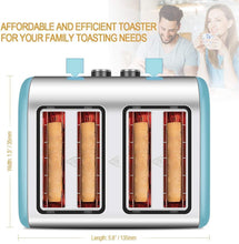 
                        
                          Cargar imagen en el visor de la galería, Toaster 4 Slice, CUSINAID 4 Wide Slots Stainless Steel Toasters with Reheat Defrost Cancel Function, 7-Shade Setting, Blue - JOY2ESpree
                        
                      