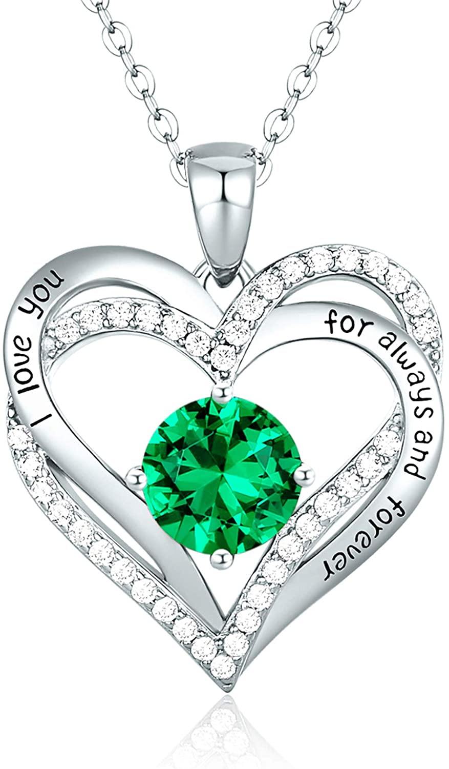 CDE Forever Love Heart Women Necklace 925 Sterling Silver Rose Gold Plated Birthstone Pendant Necklaces for Women - JOY2ESpree
