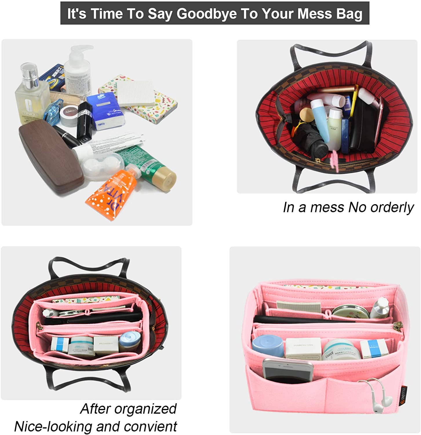 Purse Organizer Insert, Handbag & Tote Organizer, Bag in Bag, Perfect for Speedy Neverfull and More