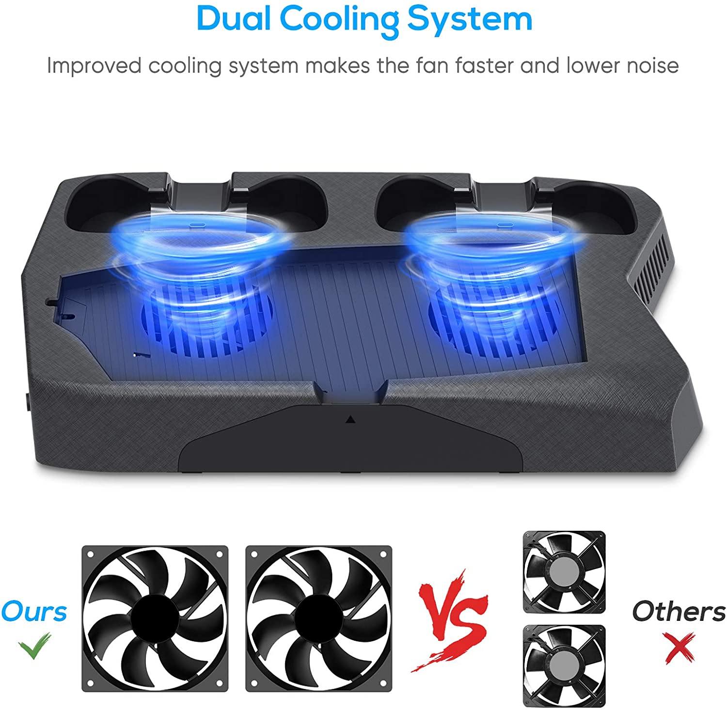 Vertical Charging Stand for PS5 Controllers with Cooling Fan - JOY2ESpree