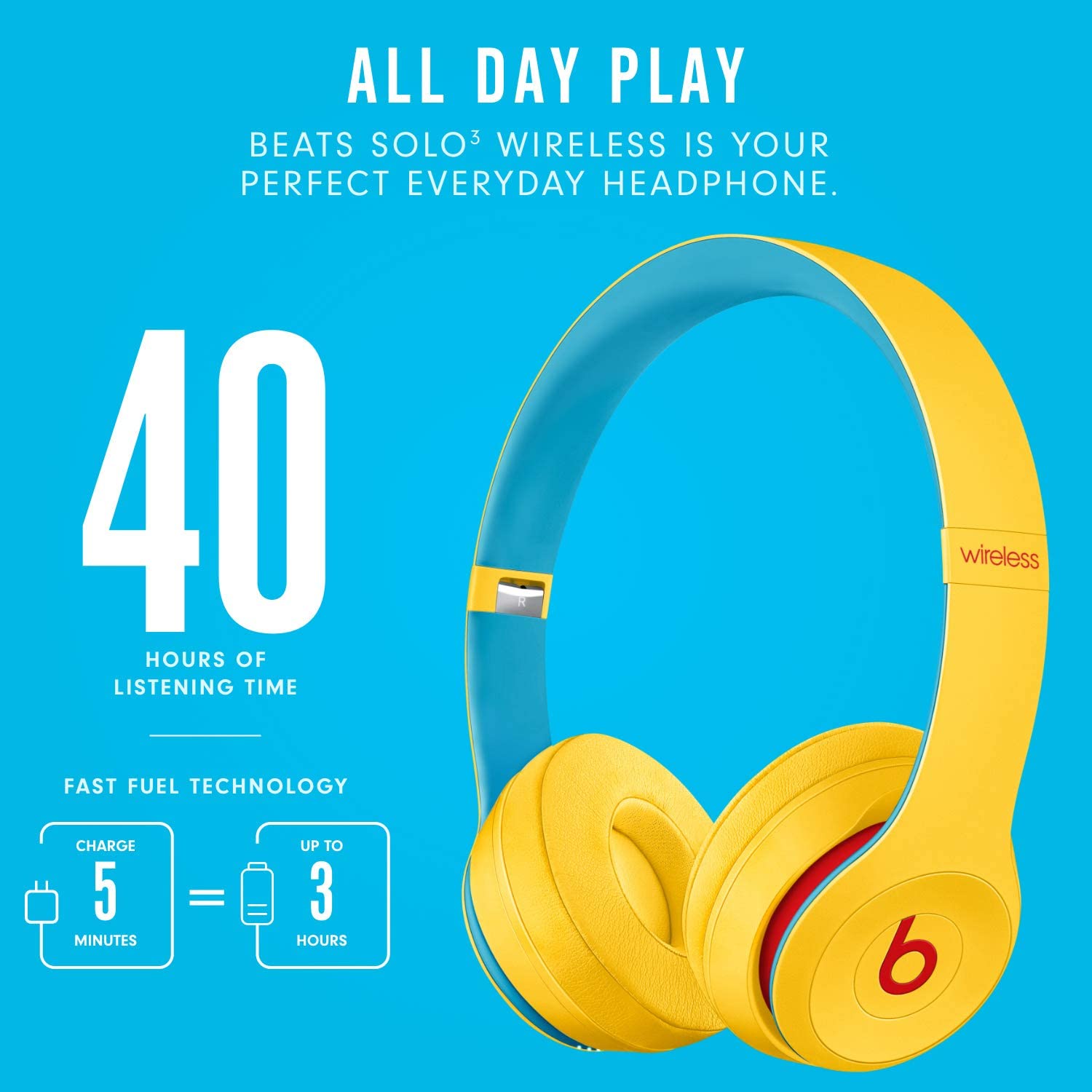 Beats Solo3 Wireless On-Ear Headphones - Apple W1 Headphone Chip, Class 1 Bluetooth, 40 Hours of Listening Time, Built-in Microphone - Satin Gold