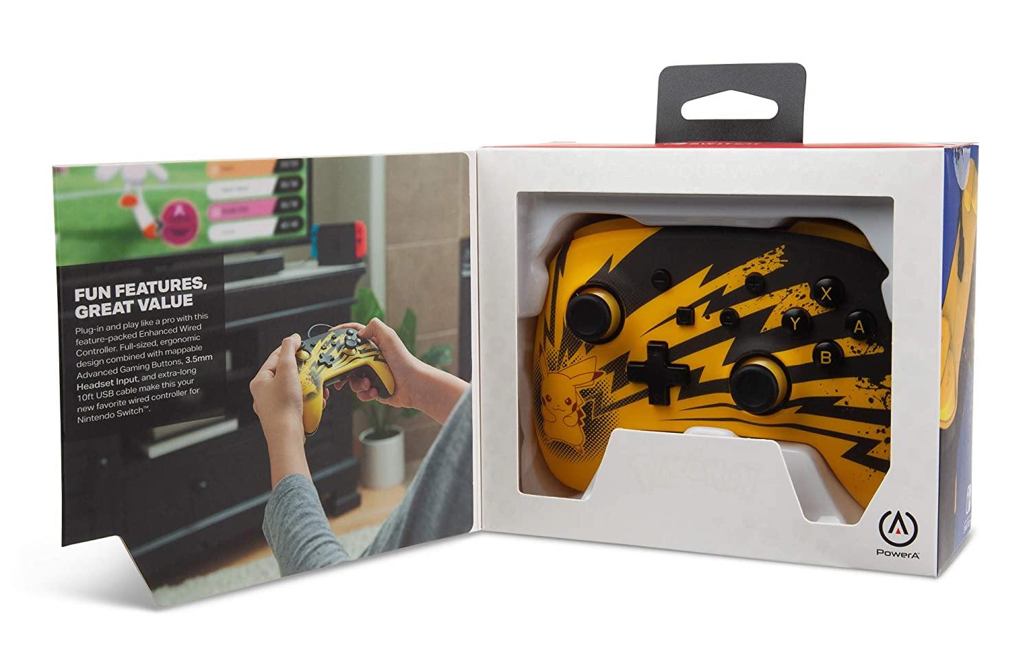 PowerA Enhanced Wired Controller for Nintendo Switch - Mario White, Gamepad, Wired Video Game Controller, Gaming Controller - Nintendo Switch - JOY2ESpree