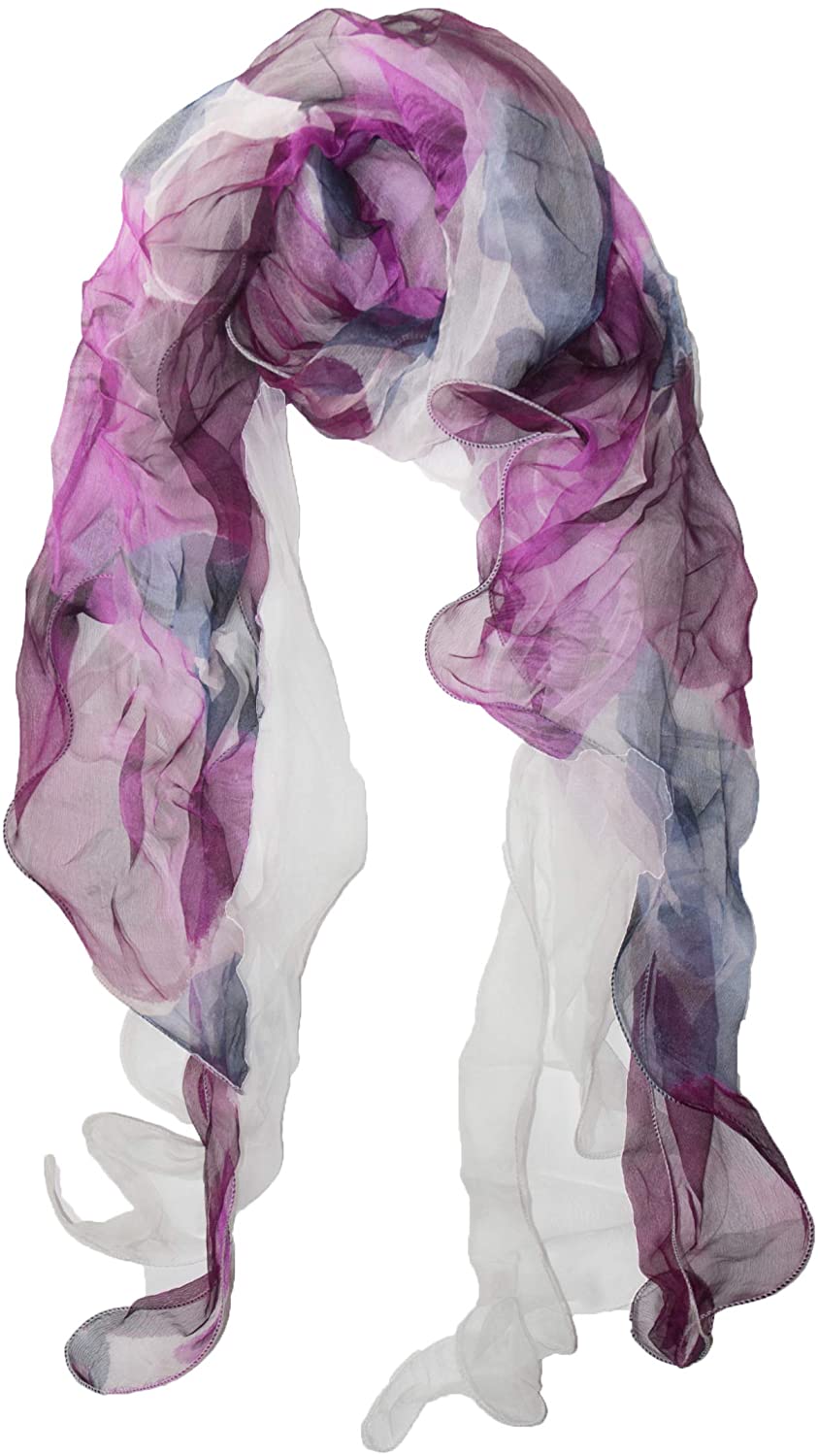 Double Layer Silk scarf, Floral Ruffle Silk Scarf, Summer scarf