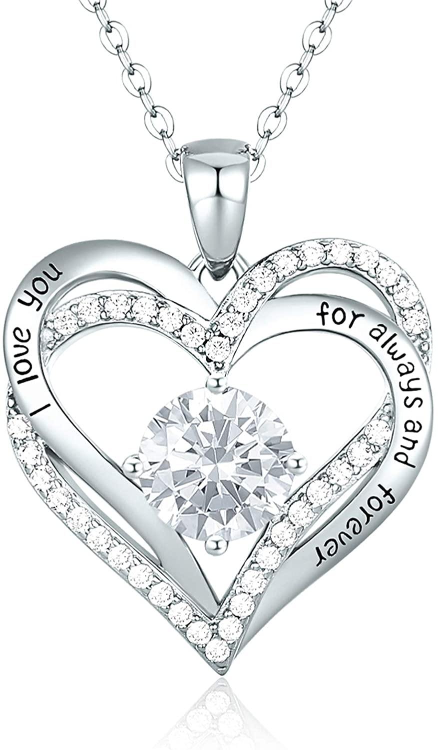 CDE Forever Love Heart Women Necklace 925 Sterling Silver Rose Gold Plated Birthstone Pendant Necklaces for Women - JOY2ESpree