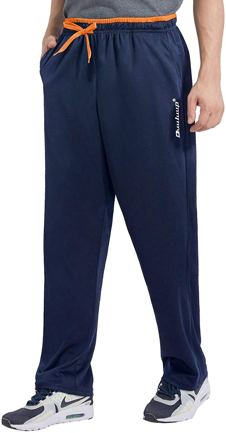 Duuluup Mens Jogger Sweatpants with Pockets Open Bottom Elastic Waist Workout Pants for Training Track Running - JOY2ESpree
