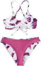 
                        
                          画像をギャラリービューアに読み込む, CUPSHE Women's Reversible Lace Up Bikini Sets Floral and Striped
                        
                      