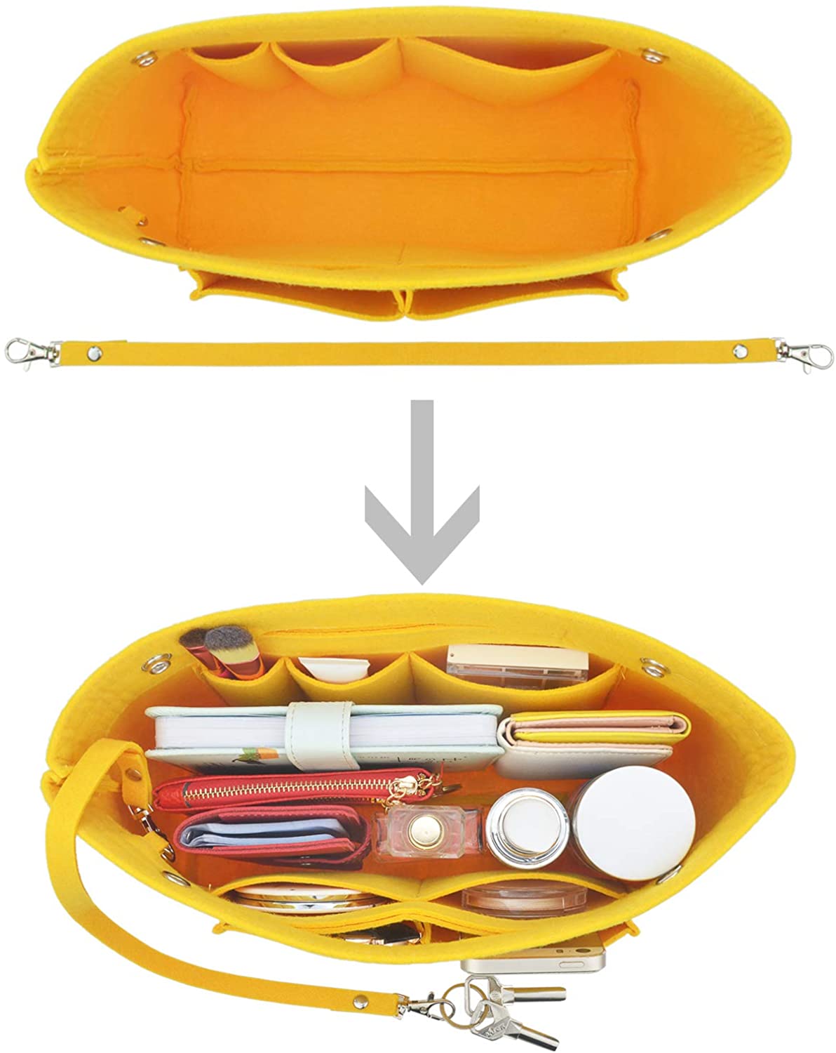 YIICOOLY Felt Tote Handbag Purse Organizer Insert Divider Shaper Bag in Bag