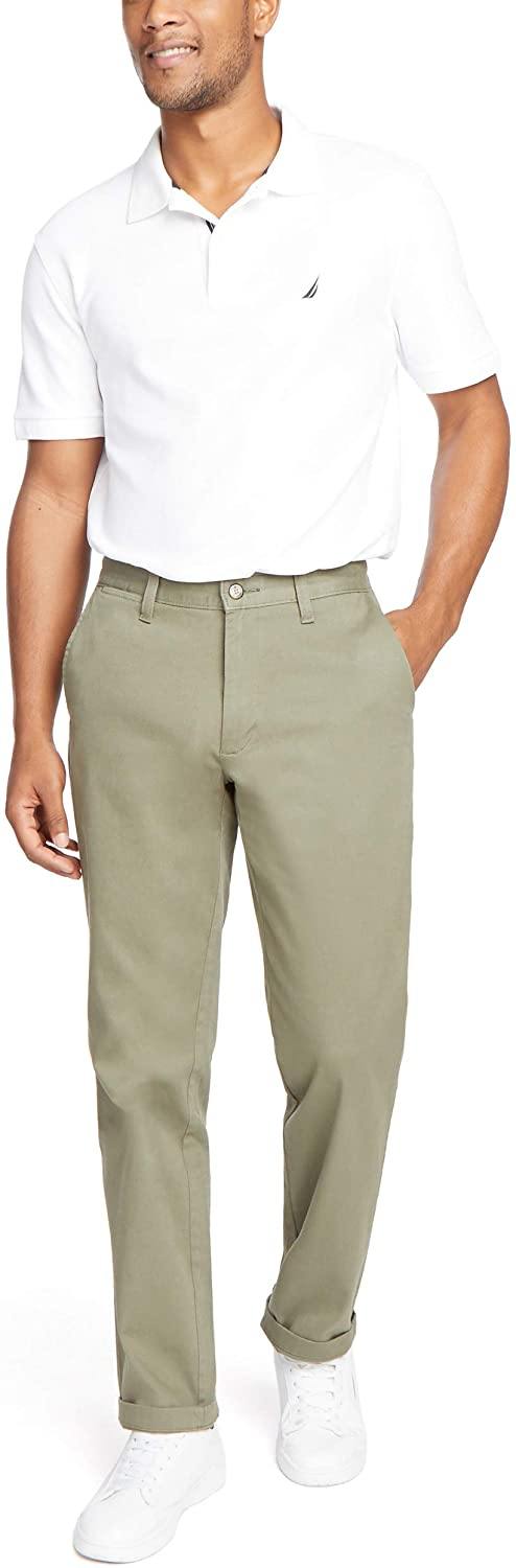 Nautica Men's Classic Fit Flat Front Stretch Solid Chino Deck Pant - JOY2ESpree