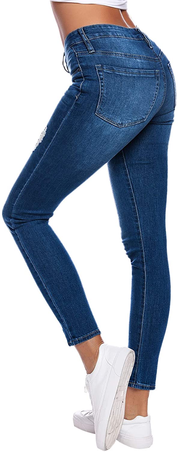 Resfeber Women's Ripped Boyfriend Jeans Cute Distressed Jeans Stretch Skinny Jeans with Hole