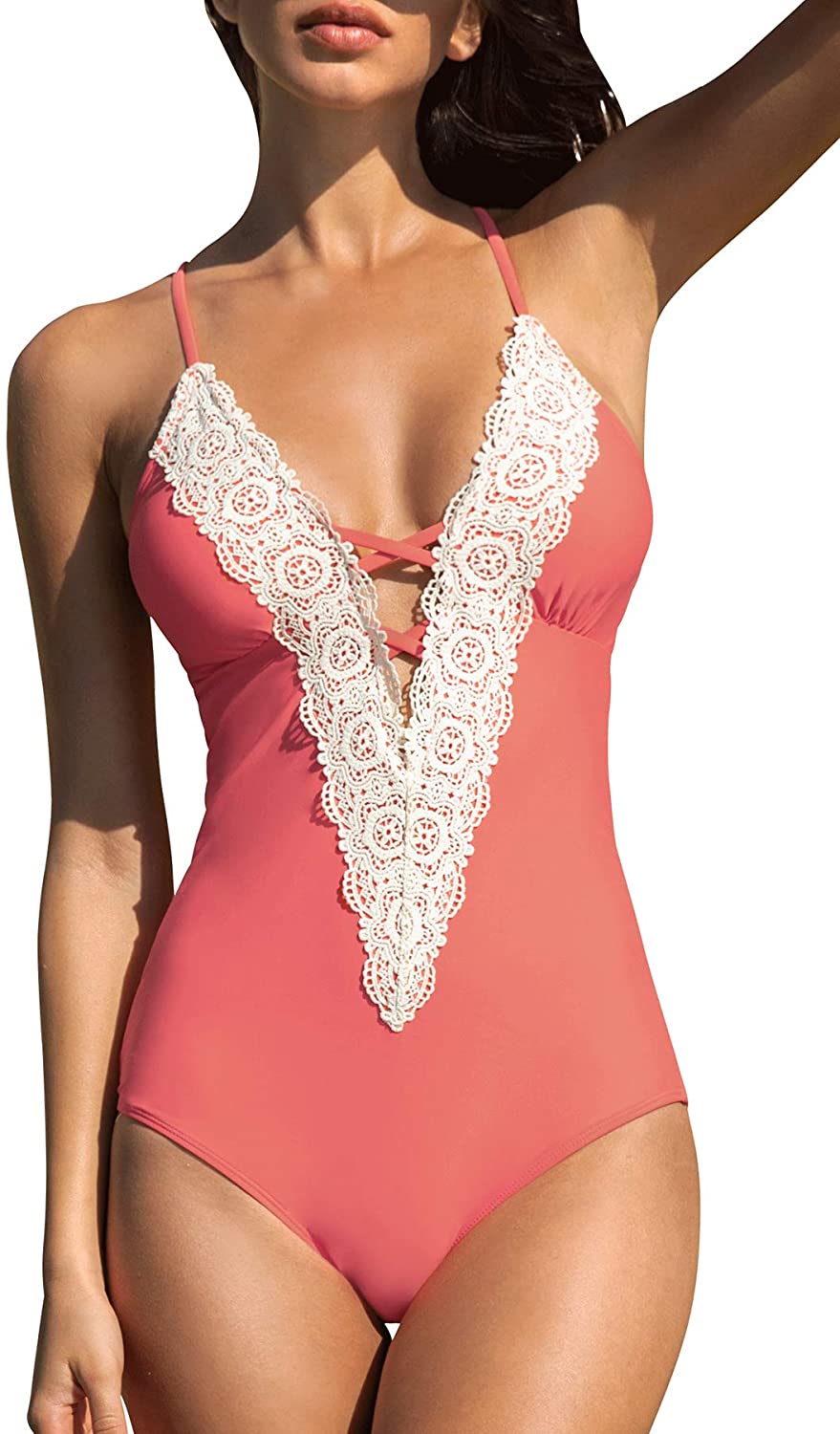 CUPSHE Fashion Women's Ladies Vintage Lace Bikini Sets Beach Swimwear Bathing Suit