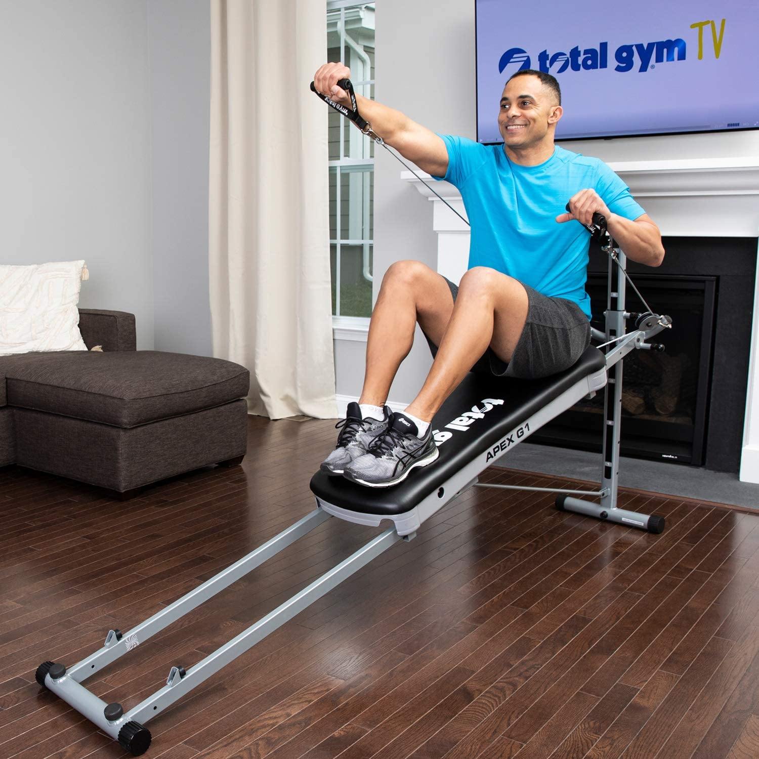 Total Gym APEX Versatile Indoor Home Workout Total Body Strength Training Fitness Equipment with up to 10 Levels of Resistance and Attachments - JOY2ESpree