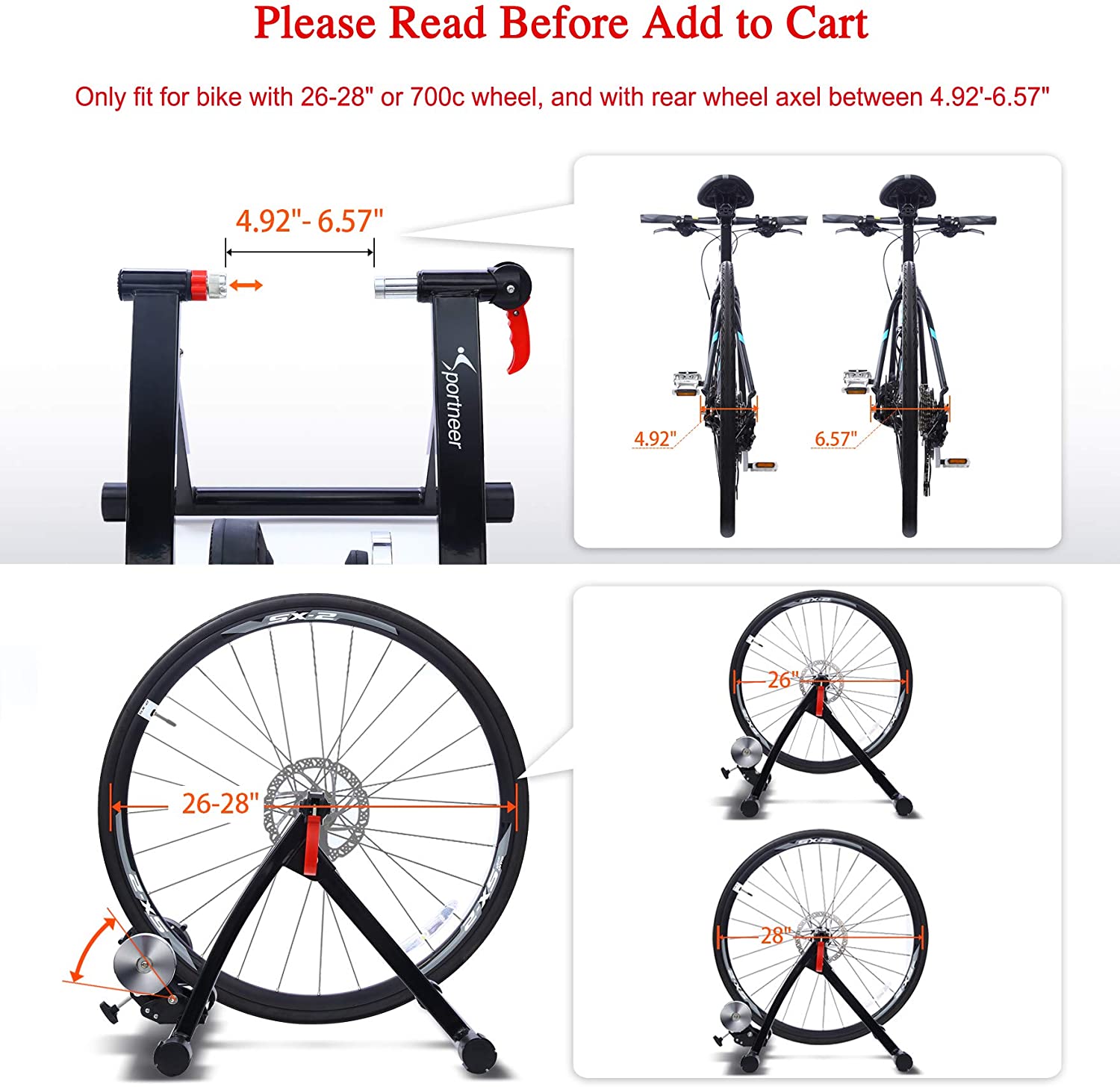 Sportneer Bike Trainer Stand Steel Bicycle Exercise Magnetic Stand