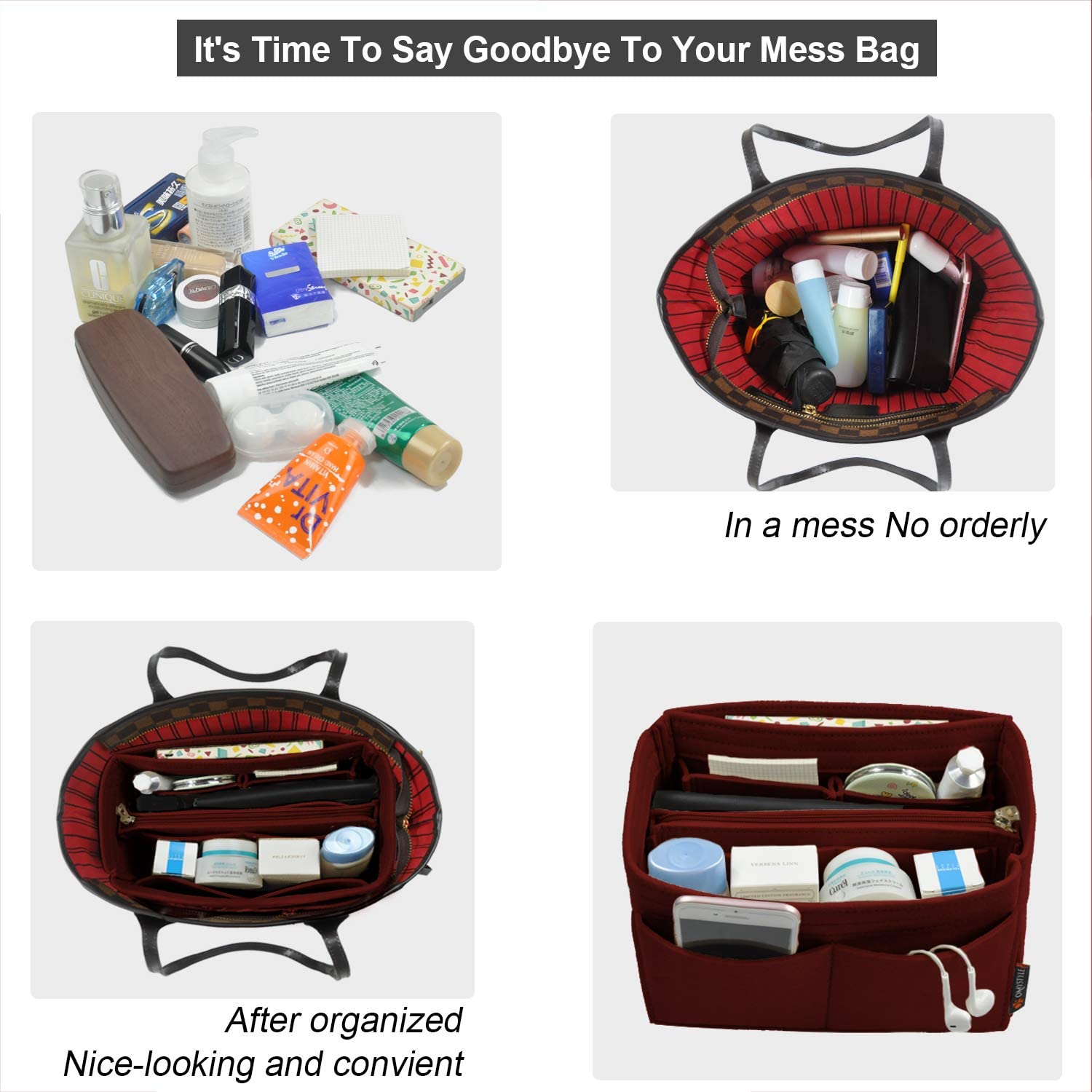 Purse Organizer Insert, Handbag & Tote Organizer, Bag in Bag, Perfect for Speedy Neverfull and More