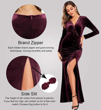 
                        
                          Load image into Gallery viewer, Ababalaya Long Sleeve Wrap Velvet Long Formal Dresses Cocktail Dress
                        
                      