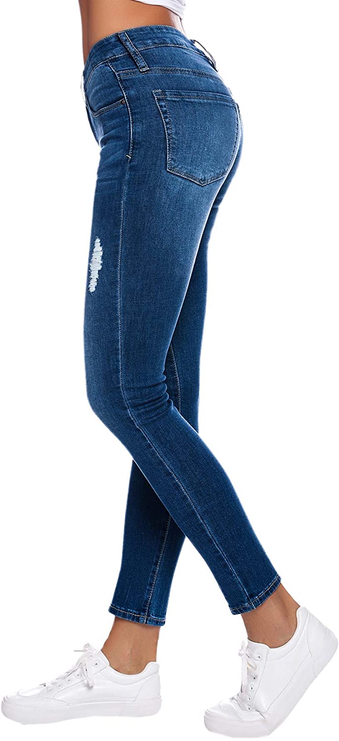 Resfeber Women's Ripped Boyfriend Jeans Cute Distressed Jeans Stretch Skinny Jeans with Hole