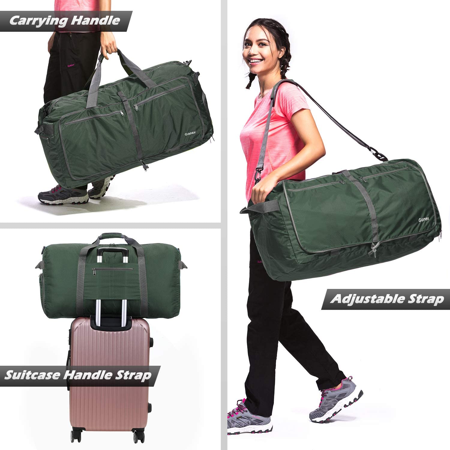 Gonex 150L Travel Duffel Bag Foldable Extra Large Duffle Bag XL Heavy Duty for Men Women for Luggage Shopping Gray
