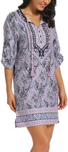
                        
                          Load image into Gallery viewer, Women Bohemian Neck Tie Vintage Printed Ethnic Style Summer Shift Dress
                        
                      