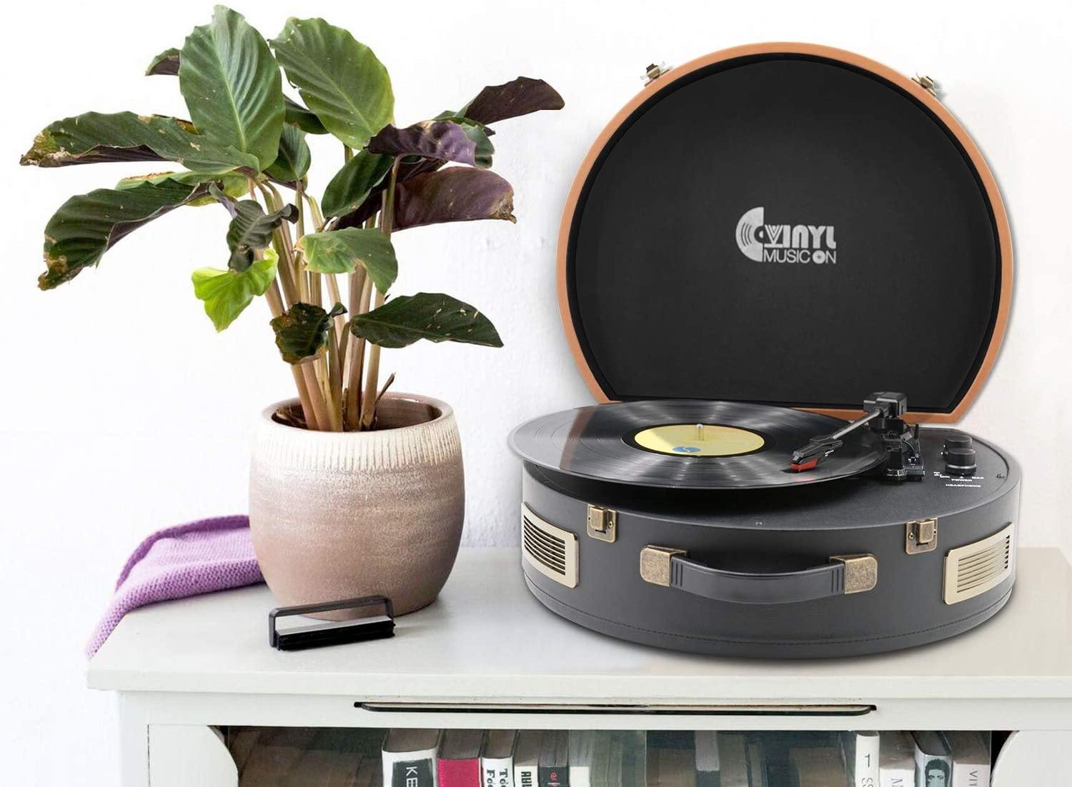 Bluetooth Record Player 3 Speed Craftmanship Turntable with Built-in Premium Speakers Support USB Playback/Recording (Black)… - JOY2ESpree