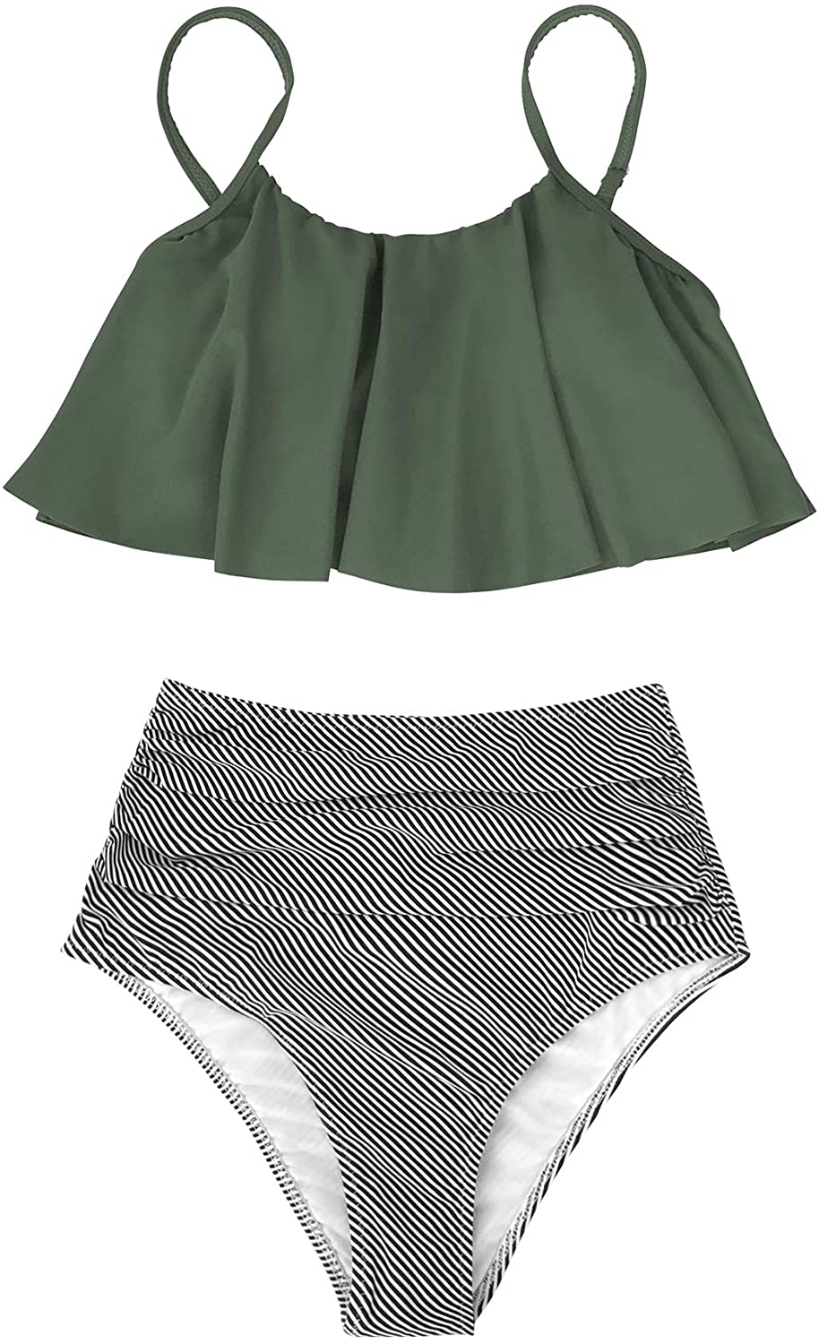 CUPSHE Women's High Waisted Falbala Bikini Set