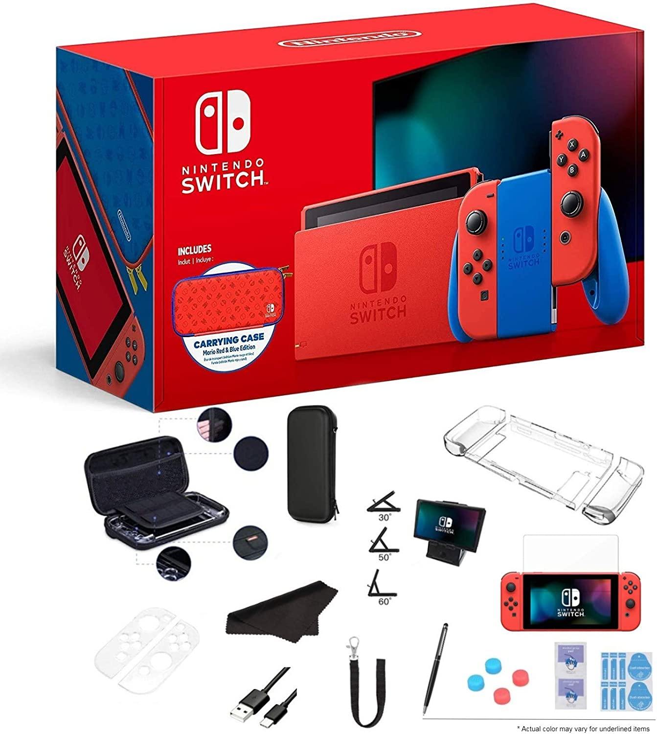Newest Nintendo Switch Mario Red and Blue Edition 32GB Console and Carrying Case - JOY2ESpree