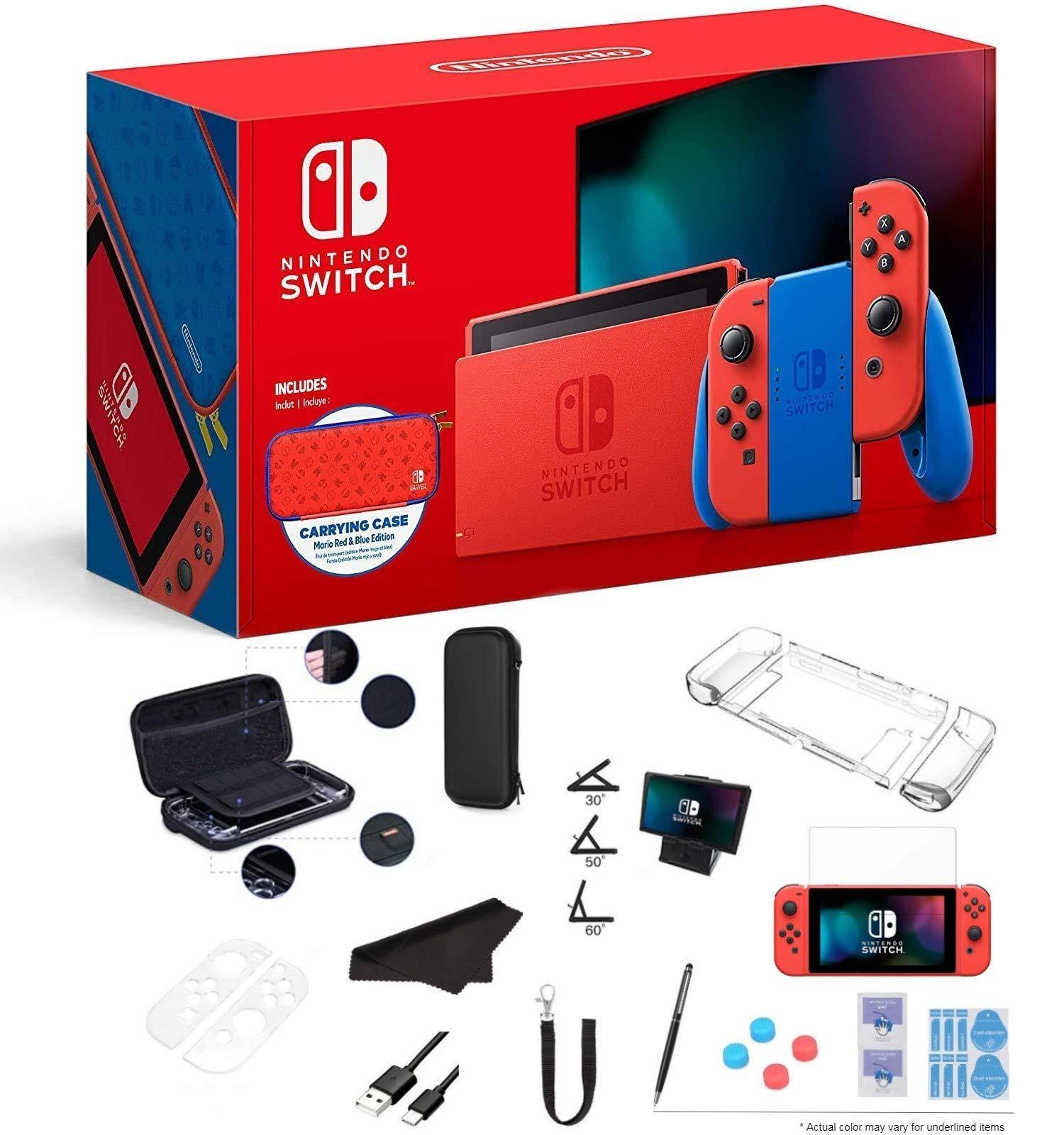 Newest Nintendo Switch Mario Red and Blue Edition 32GB Console and Carrying Case - JOY2ESpree