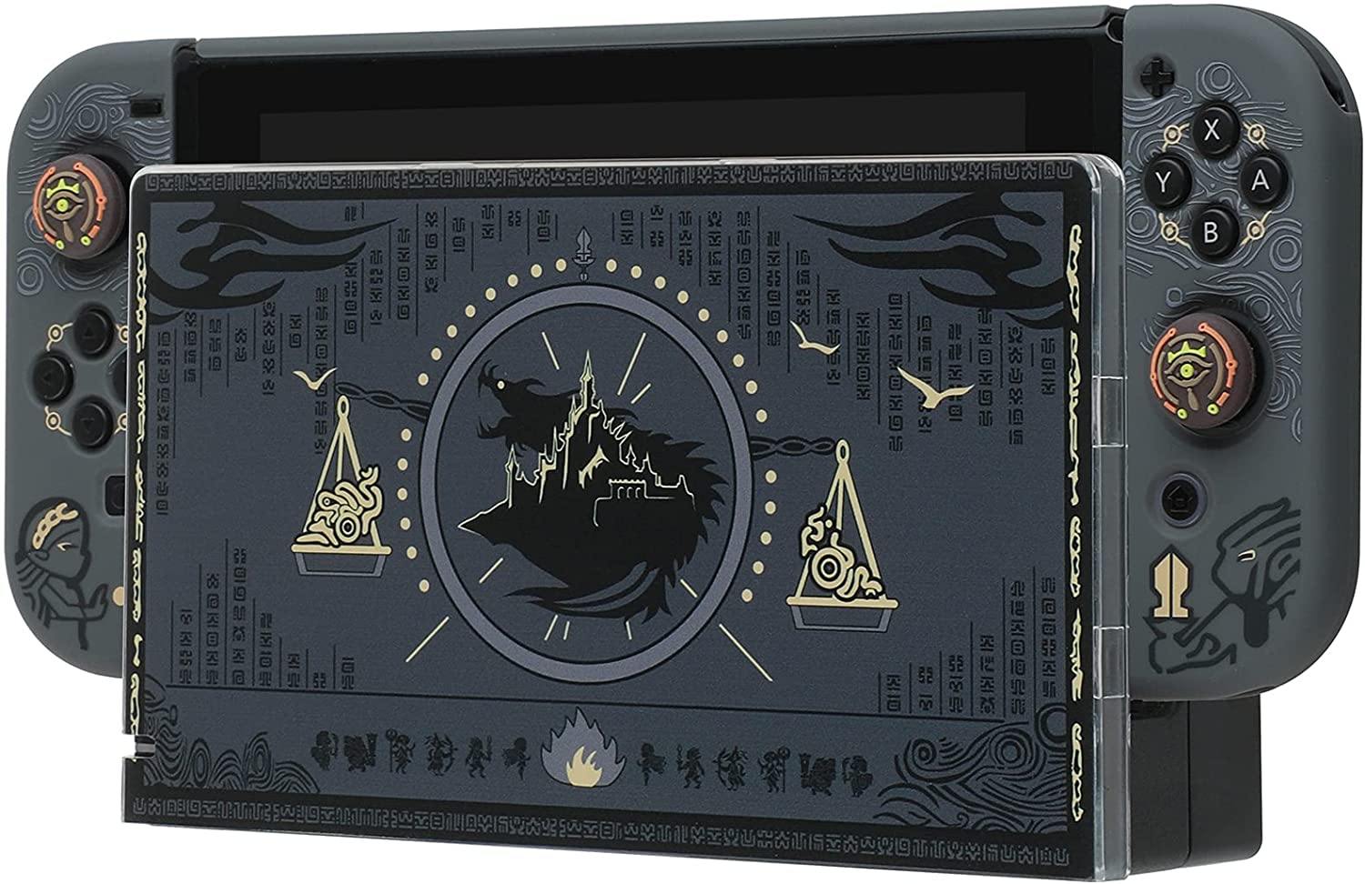 Dockable Case for Nintendo Switch, Protective Case Cover for Joy-Con Controllers with 4 Thumb Grips & Switch Base Cover (Monster Hunter Rise) - JOY2ESpree