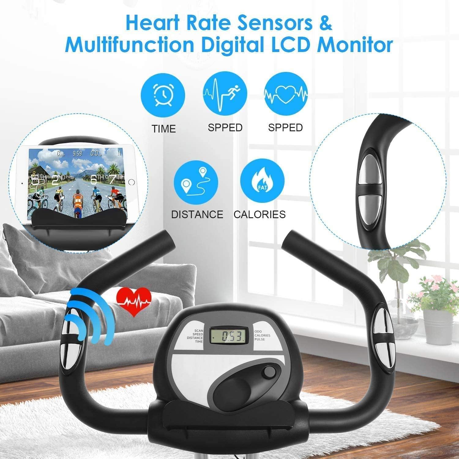 ANCHEER Folding Exercise Bike, Magnetic Indoor Cycling Bike Fitness Stationary Bike with App Connection - JOY2ESpree