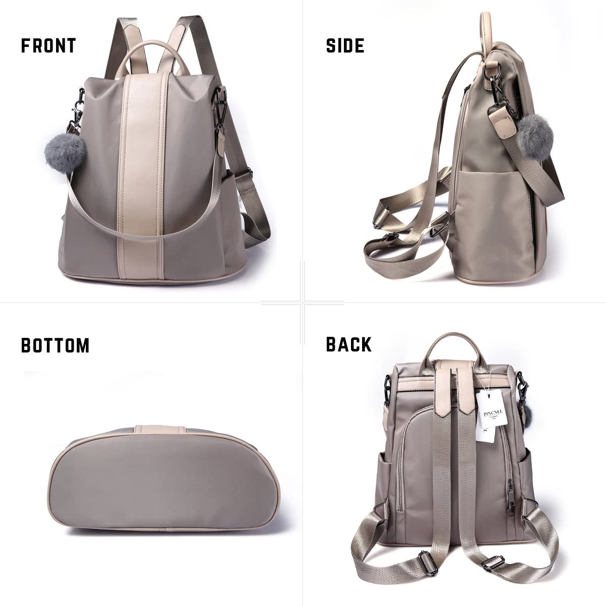 Women Backpack Purse Waterproof Nylon Anti-theft Rucksack Lightweight Shoulder Bag