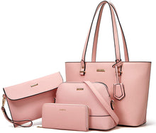 
                        
                          Load image into Gallery viewer, Women Fashion Handbags Wallet Tote Bag Shoulder Bag Top Handle Satchel Purse Set 4pcs
                        
                      
