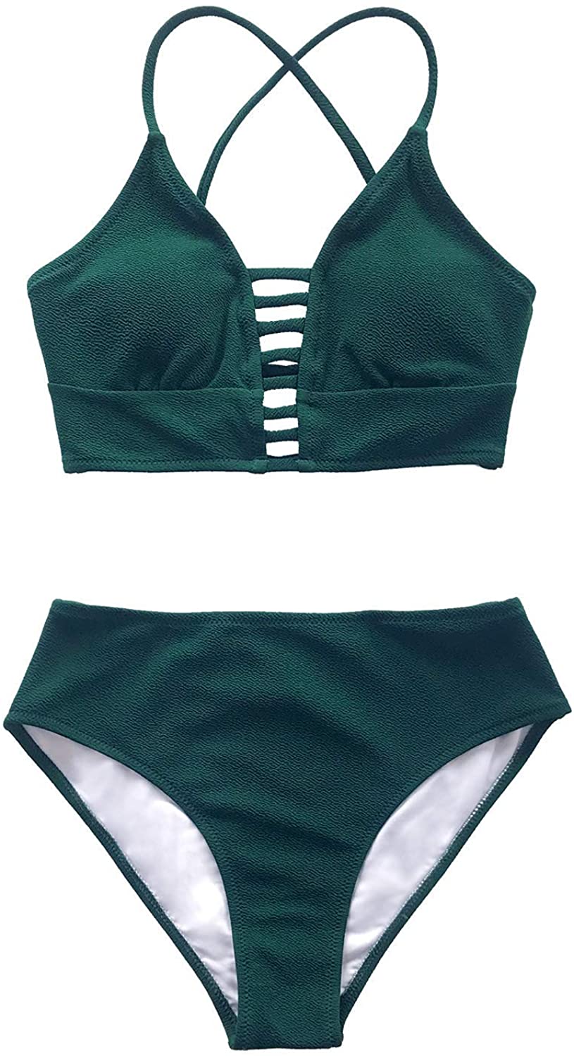 CUPSHE Women’s Bikini Swimsuit Floral Print Lace Up Strappy Two Piece Bathing Suit