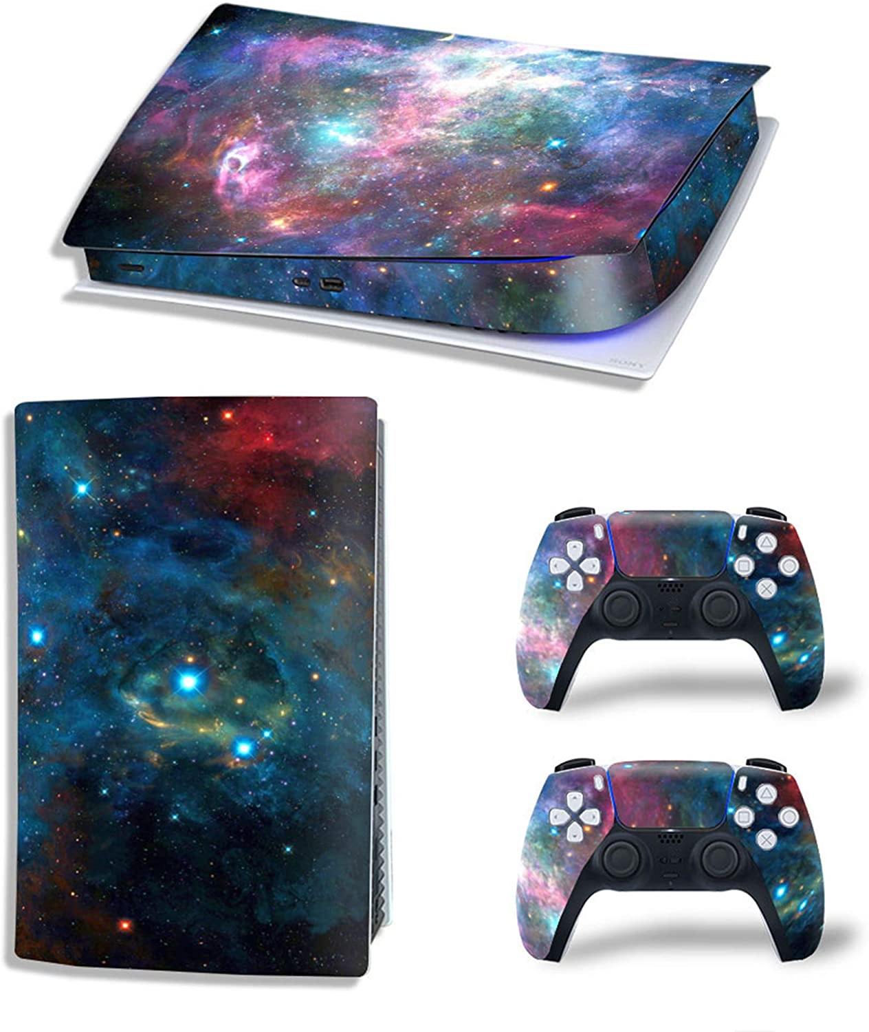 Ps5 Stickers Full Body Vinyl Skin Decal Cover for Playstation 5 Digital Edition Console Controllers (CD Version, Pink Starry Sky) - JOY2ESpree