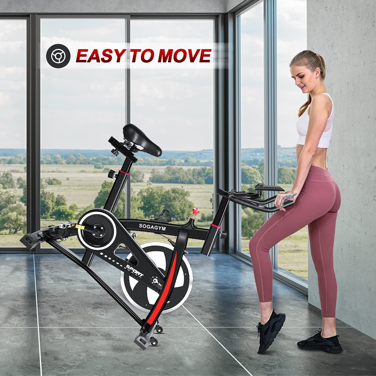 Indoor Cycling Bike Exercise Bike Stationary Bikes with Comfortable Seat Cushion & LCD Monitor for Home Office Fitness Cardio Workout - JOY2ESpree
