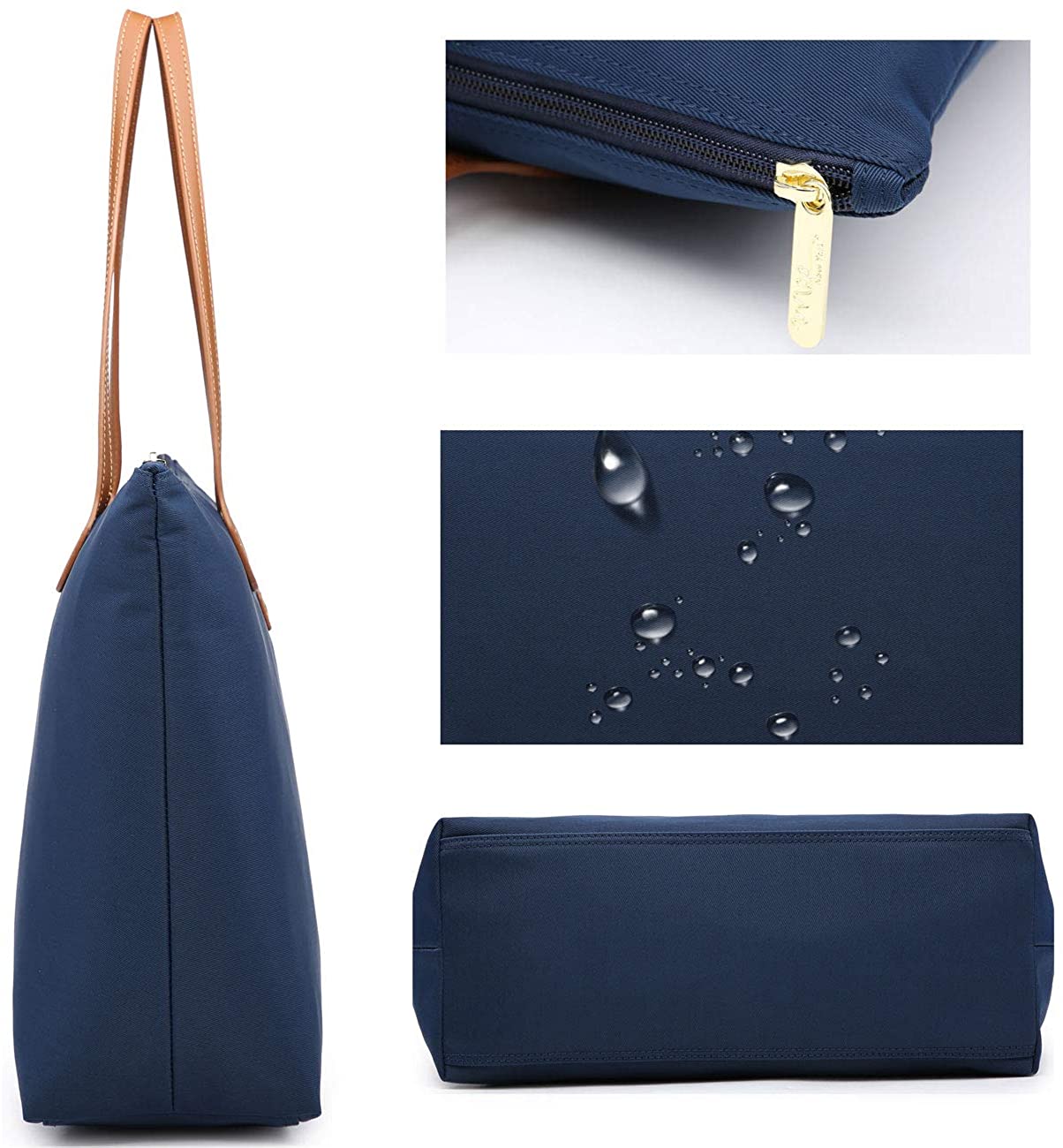 NNEE Water Resistant Light Weight Nylon Tote Bag Handbag