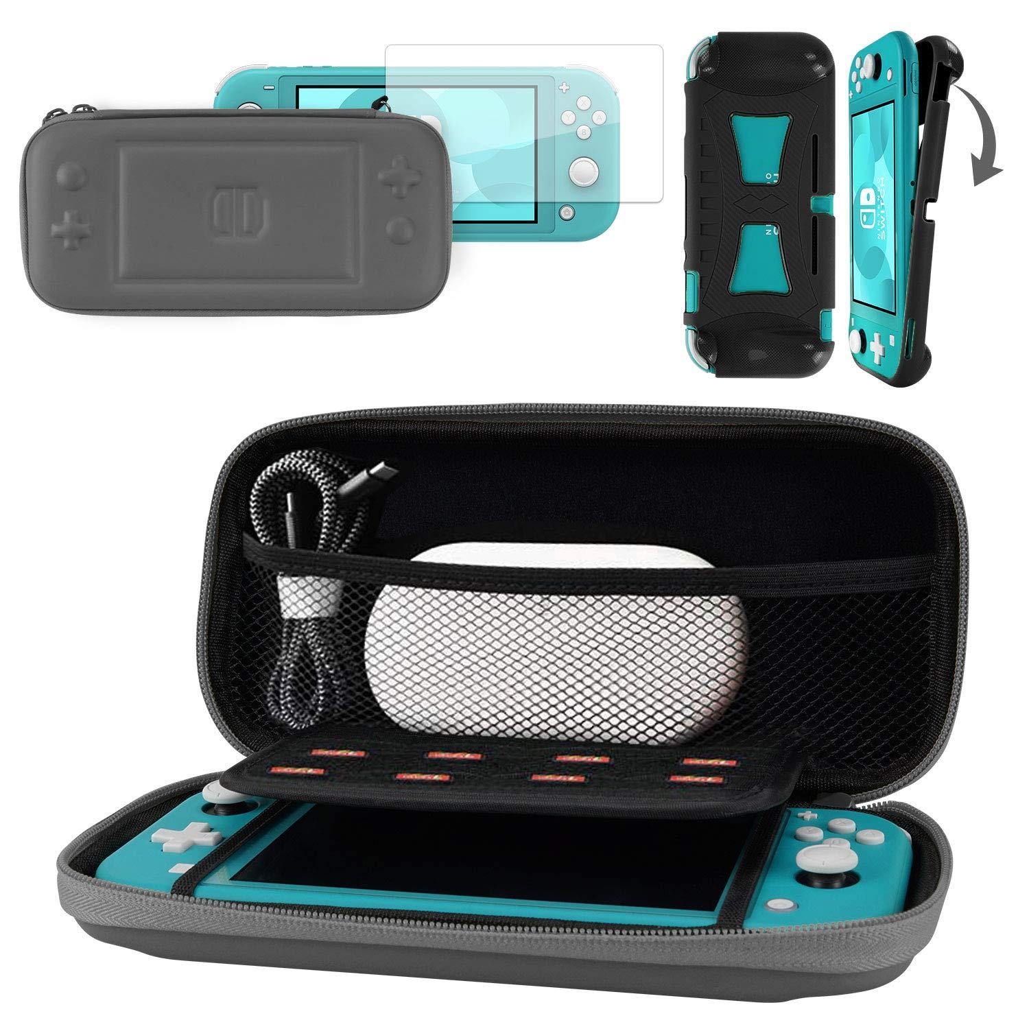 CoBak Carrying Case for Nintendo Switch Lite - with 1 Screen Protector, 1 Grip Case and 4 Thumb Grip Caps. - JOY2ESpree