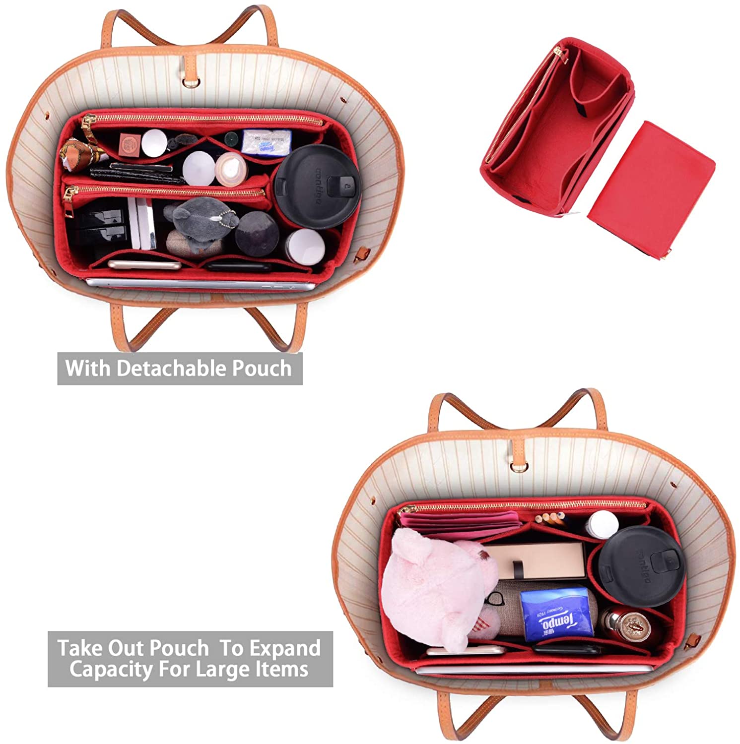 Purse Organizer, Felt Bag Organizer Purse Organizer Insert For LV Speedy, Neverfull, Graceful, Neverfull,Tote, Handbag,Shaper