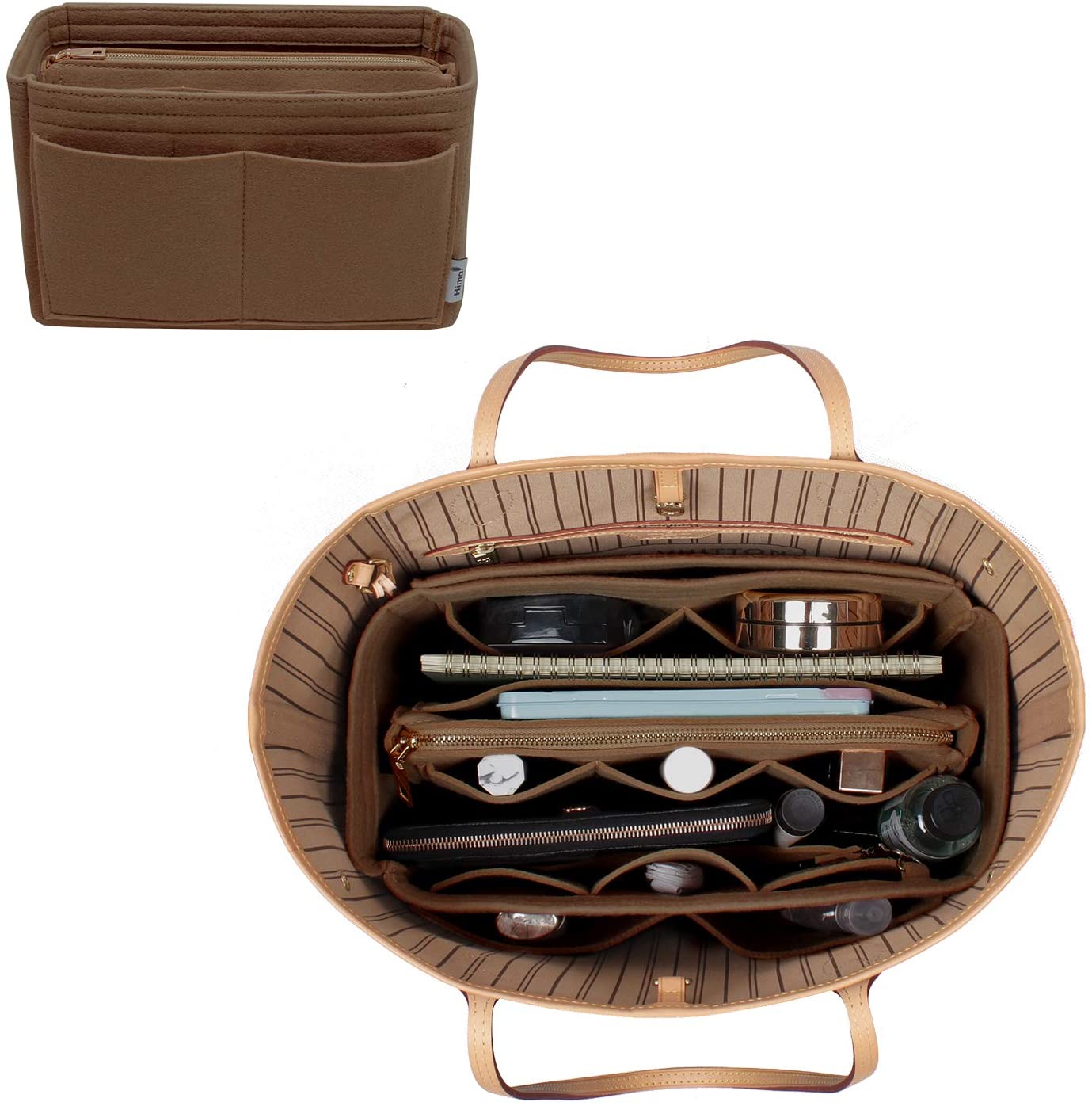 Purse Organizer Insert, Bag Organizer, Bag in Bag, Perfect for Speedy Neverfull and More, 5 Size (X-Large, Black)