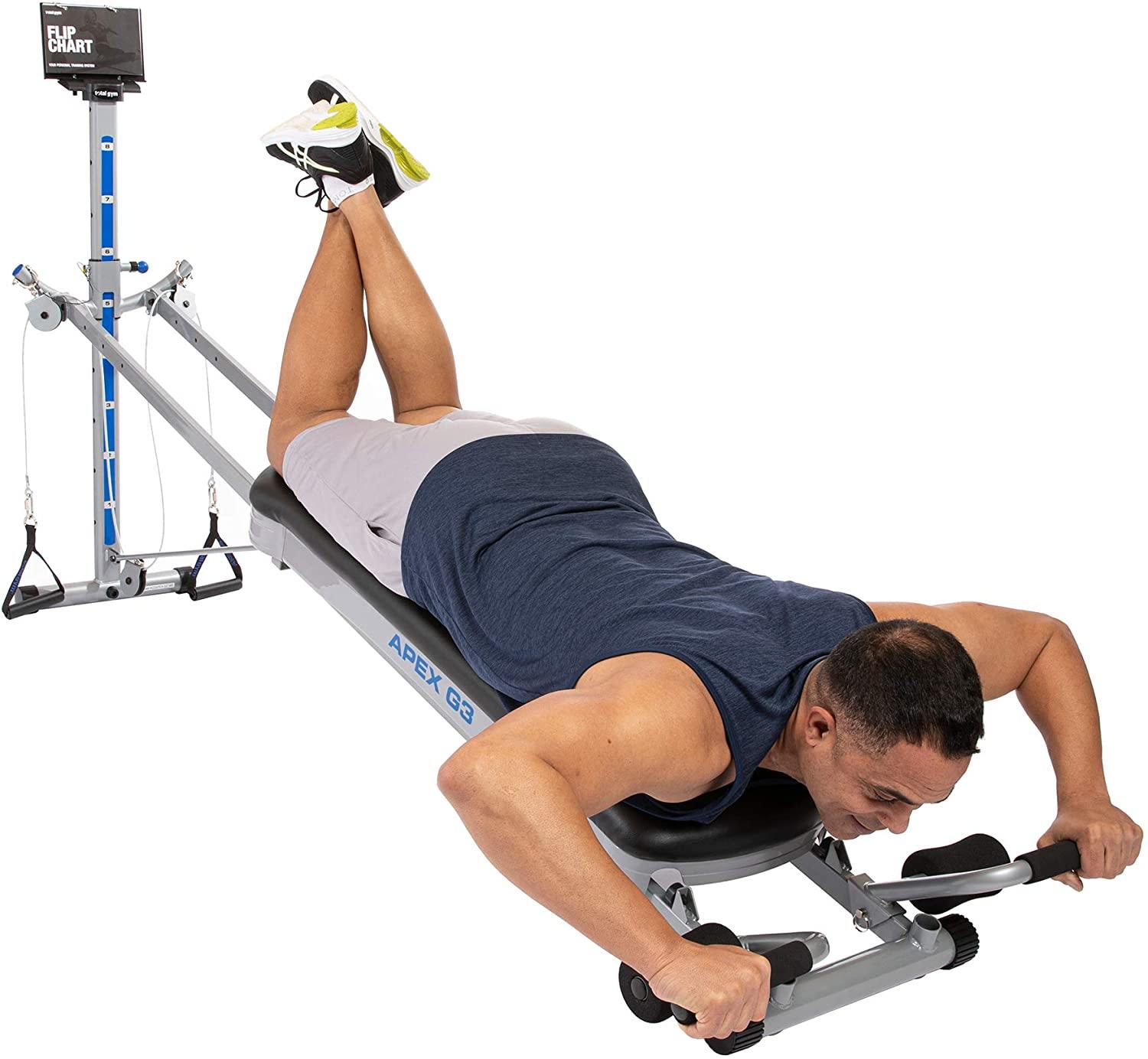 Total Gym APEX Versatile Indoor Home Workout Total Body Strength Training Fitness Equipment with up to 10 Levels of Resistance and Attachments - JOY2ESpree