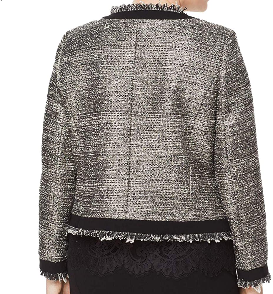 MARINA RINALDI Women's Contessa Lace Trim Jacket, Silver/Black