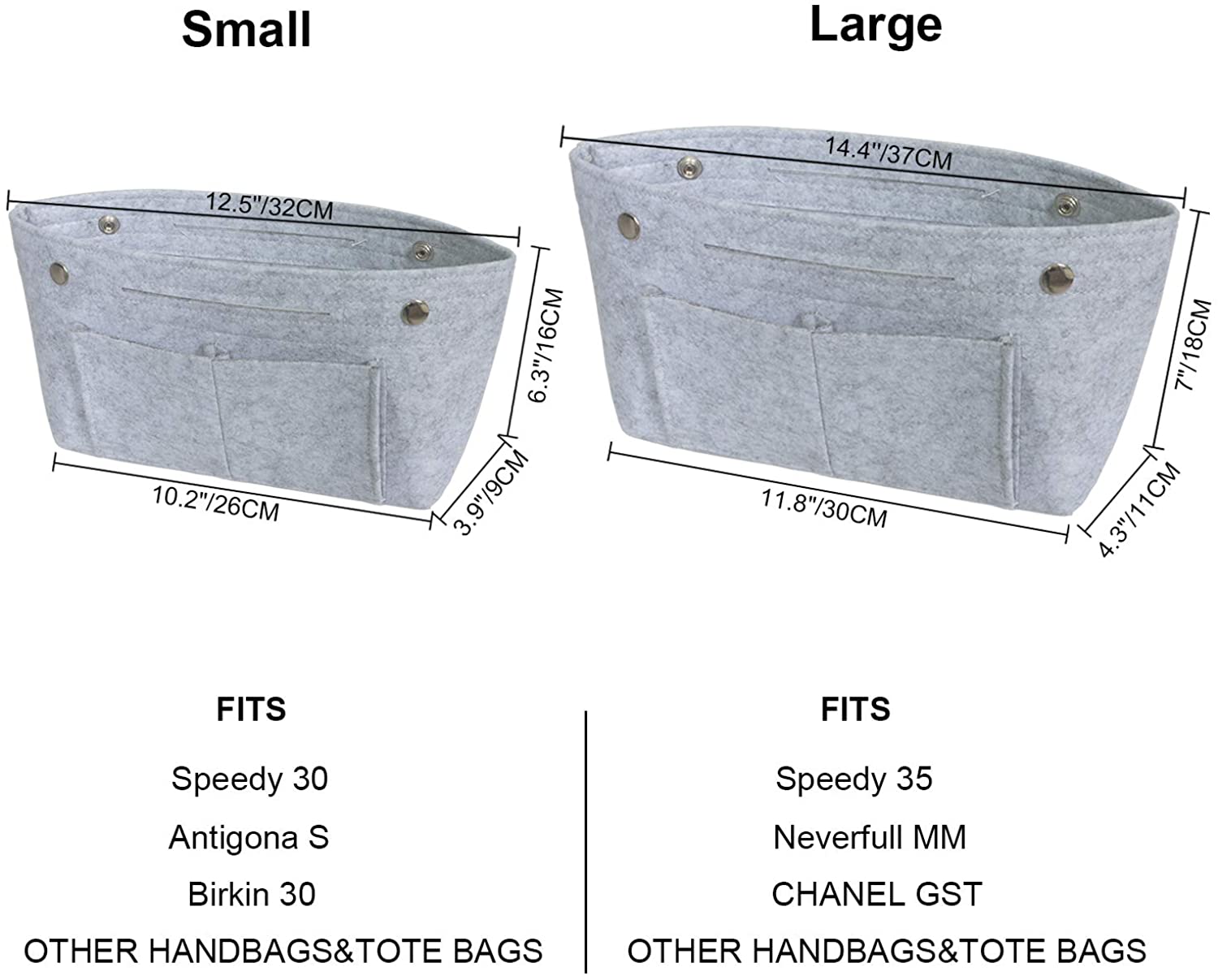 YIICOOLY Felt Tote Handbag Purse Organizer Insert Divider Shaper Bag in Bag