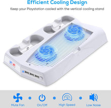 
                        
                          Load image into Gallery viewer, Vertical Stand with Cooling Fan for PS5 Console and Playstation 5 Digital Edition - JOY2ESpree
                        
                      
