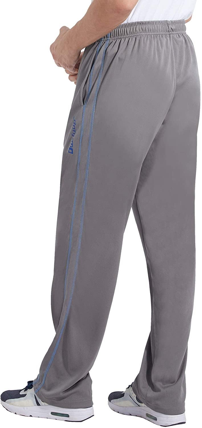 Duuluup Mens Jogger Sweatpants with Pockets Open Bottom Elastic Waist Workout Pants for Training Track Running - JOY2ESpree